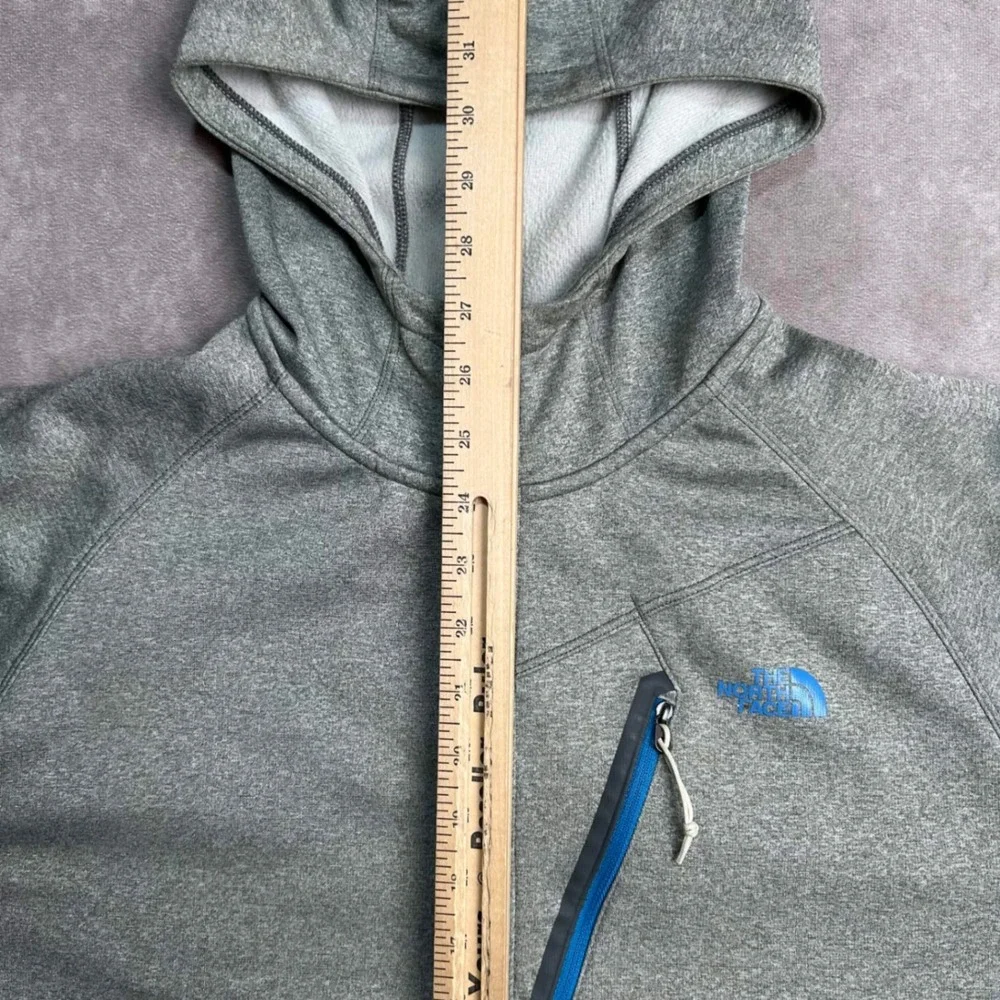 The North Face Mens Grey Heather Full Zip Hooded Fleece Jacket Large CY530